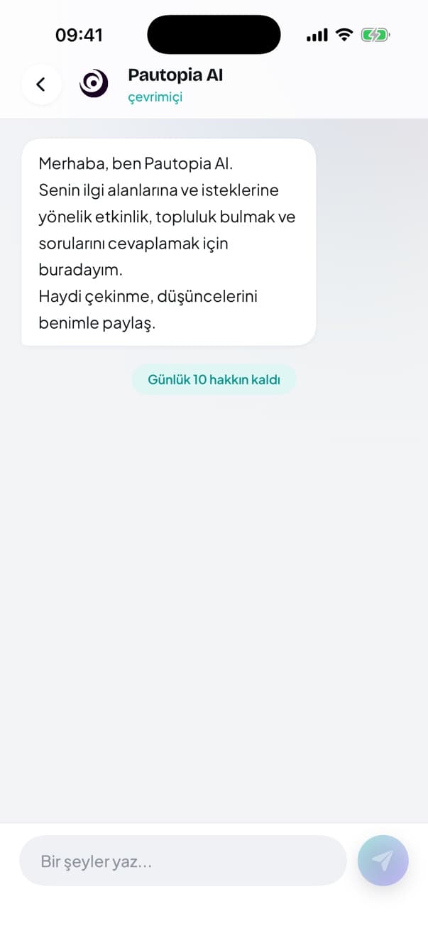 Pautopia AI sohbet ekranı