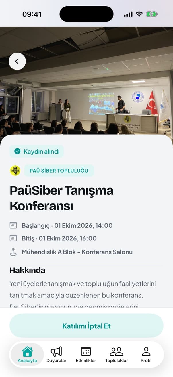Etkinlik detay ekranı